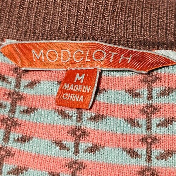 Modcloth Womens Brown Floral Ruffle Trim Sweater Medium - Picture 4 of 5